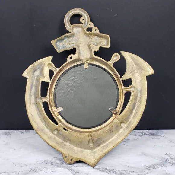 US Navy Chief Brass Anchor Mirror Vintage - Picture 7 of 8